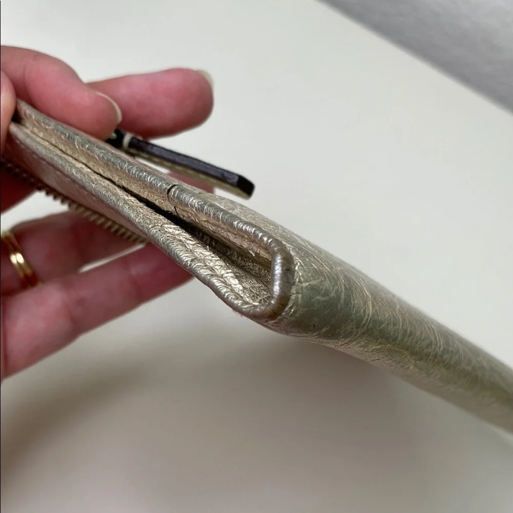 Coach Wristlet Metallic Champagne Leather‎